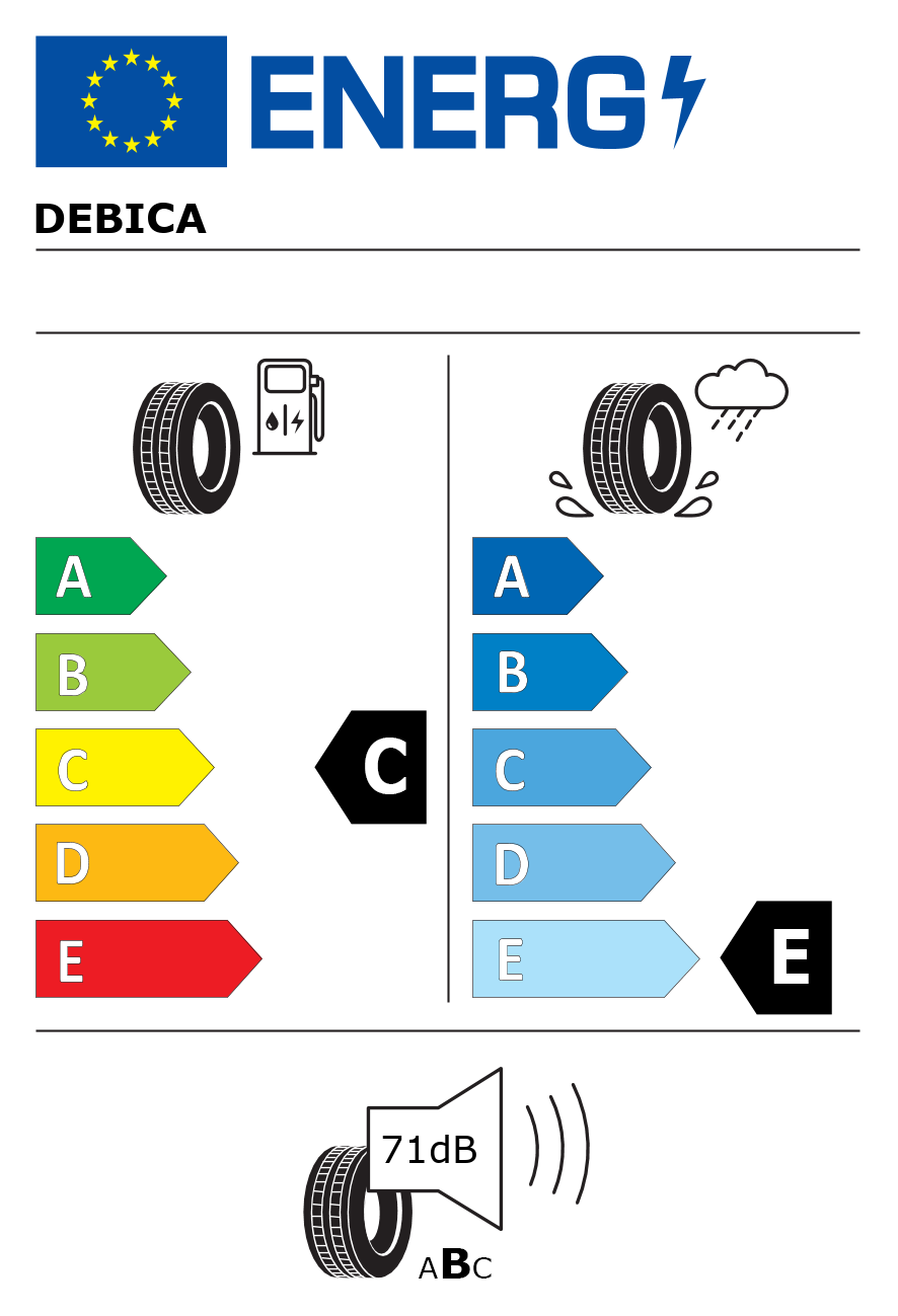 Etichetta energetica per Pneumatico DEBICA 205/55 R16 91t frigo 2 M+S