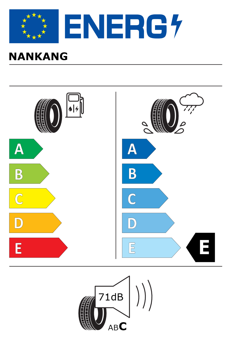 Etichetta energetica per Pneumatico NANKANG 275/65 R18 116T FT-7 A/T FORTA E F