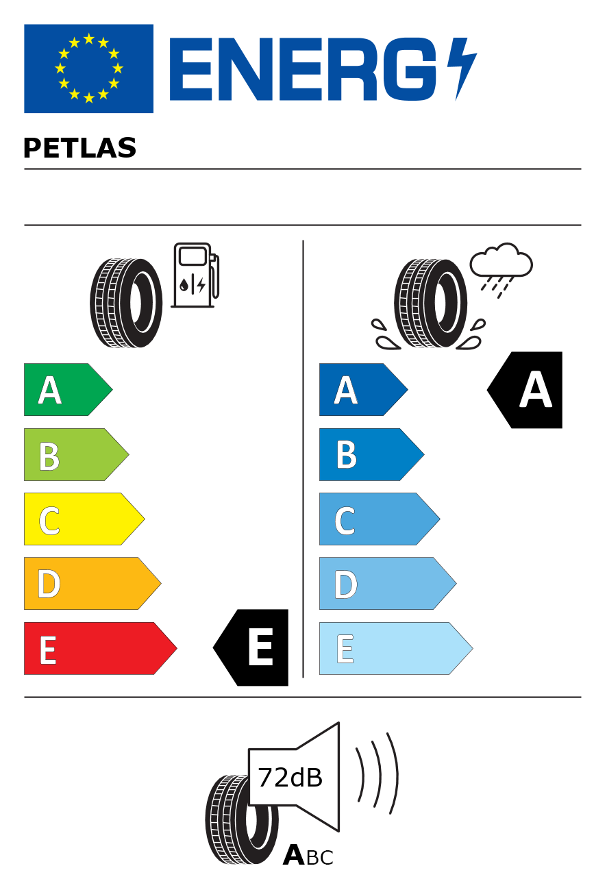Etichetta energetica per Pneumatico PETLAS 195/60 R16 99T FULLGRIP PT935 M+S 6PR