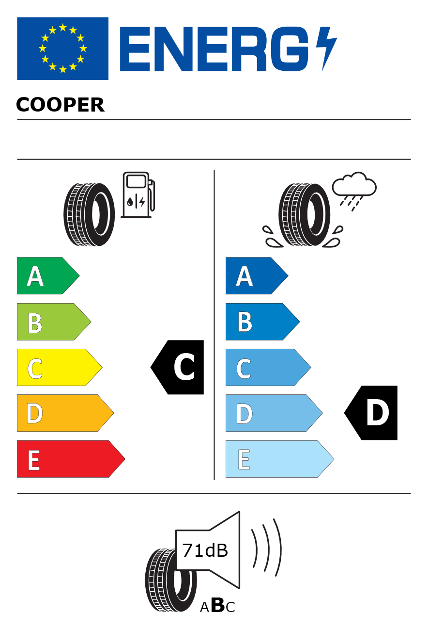 Etichetta energetica per Pneumatico COOPER 175/70 R14 88T ALL SEASON M+S EVR XL