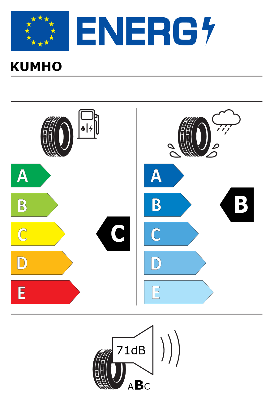 Etichetta energetica per Pneumatico KUMHO 235/55 R19 105W hp91 XL