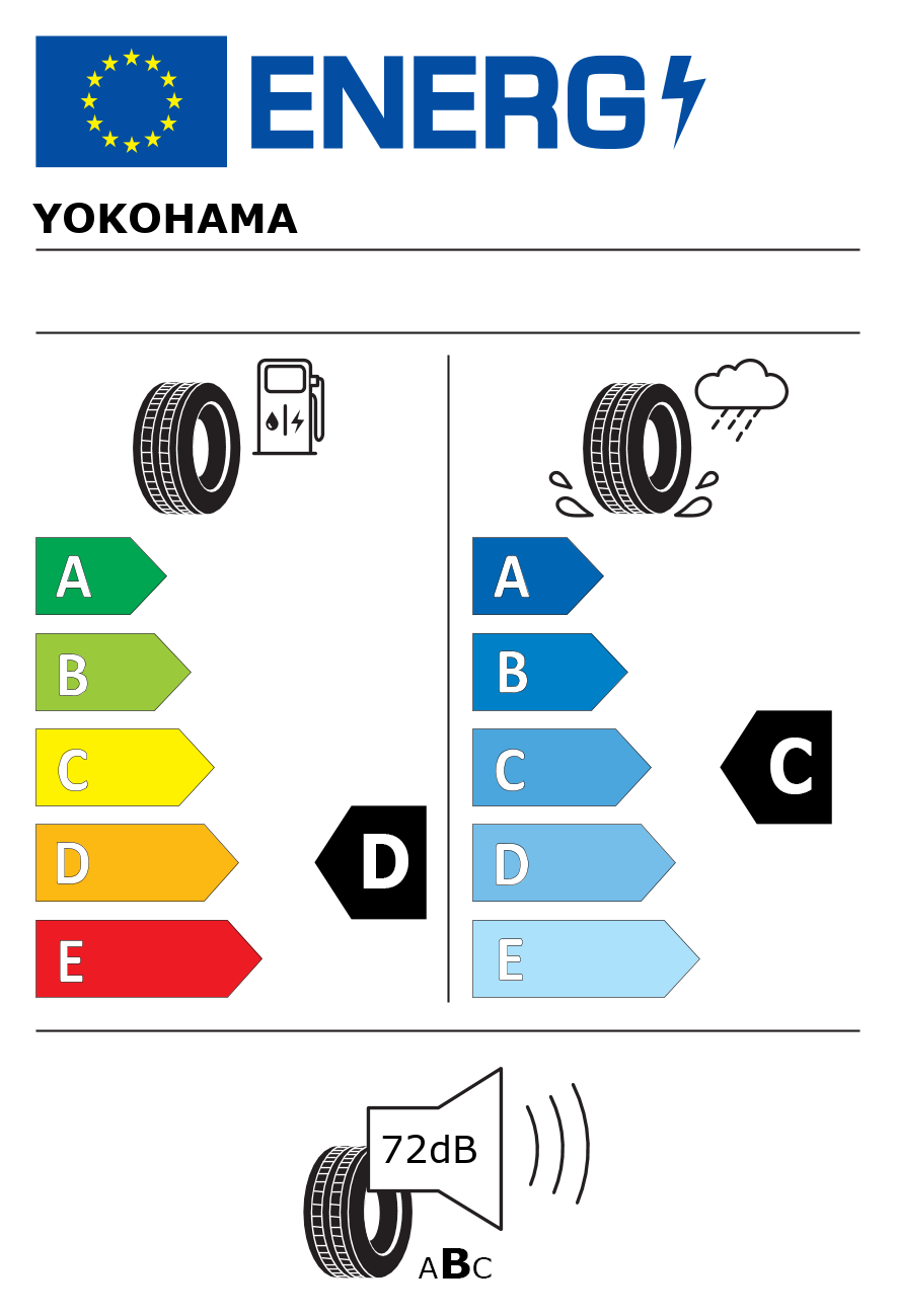 Etichetta energetica per Pneumatico YOKOHAMA 225/50 R17 98V E70D XL