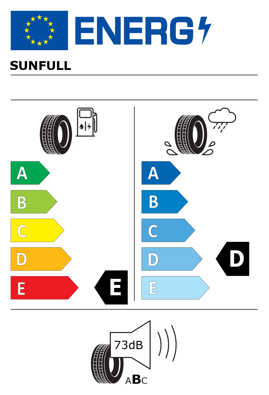Etichetta energetica per Pneumatico SUNFULL 255/50 R20 109H sf-982 M+S XL